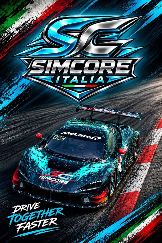 Logo SimCore Italia e vettura del team